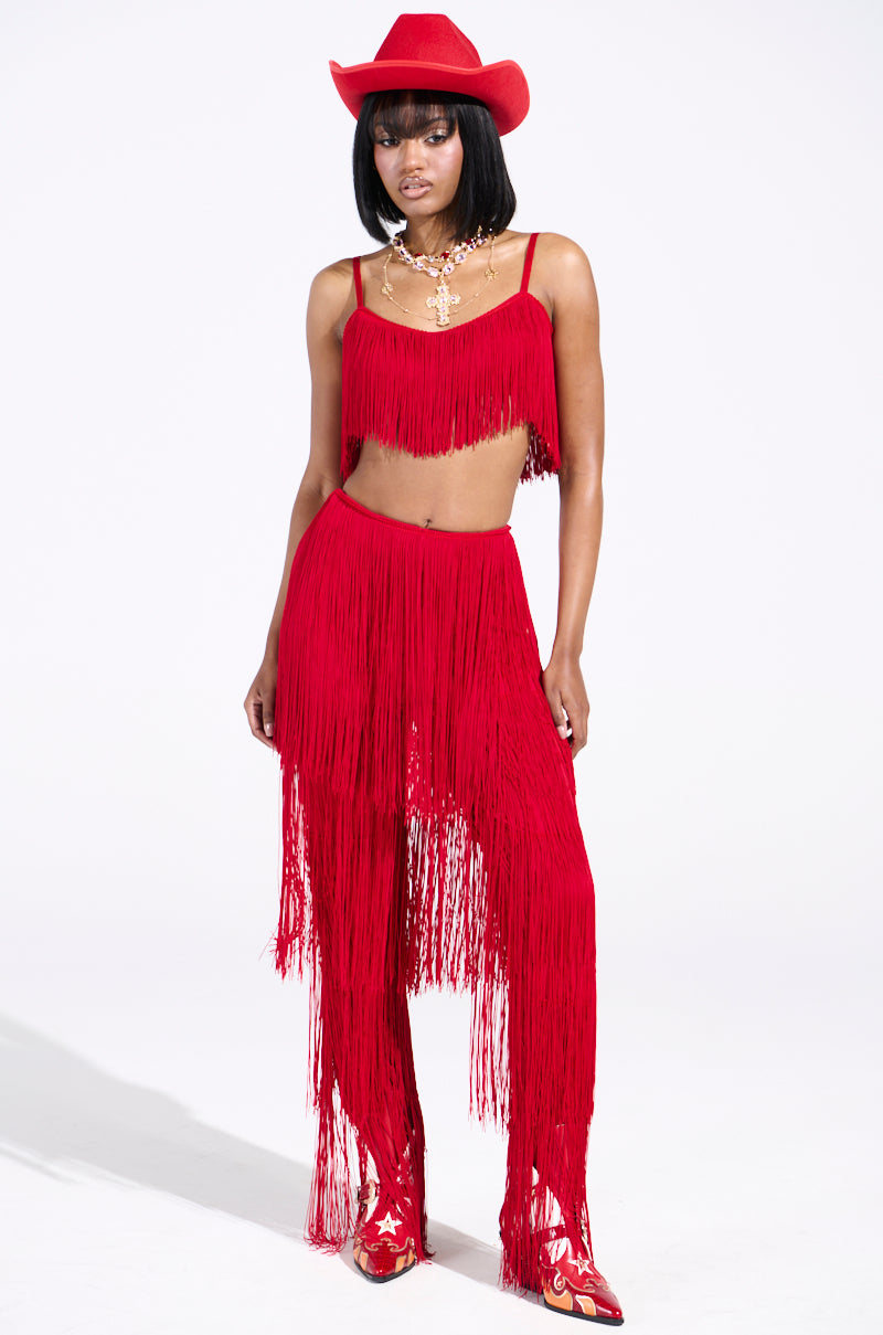 OH SO FRINGE TOP IN RED