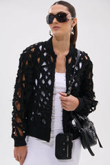 IONA CUTOUT DENIM BOMBER