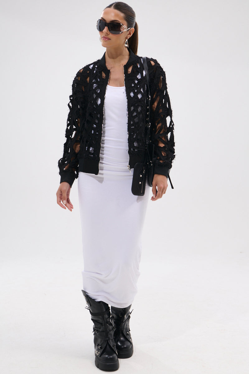 IONA CUTOUT DENIM BOMBER