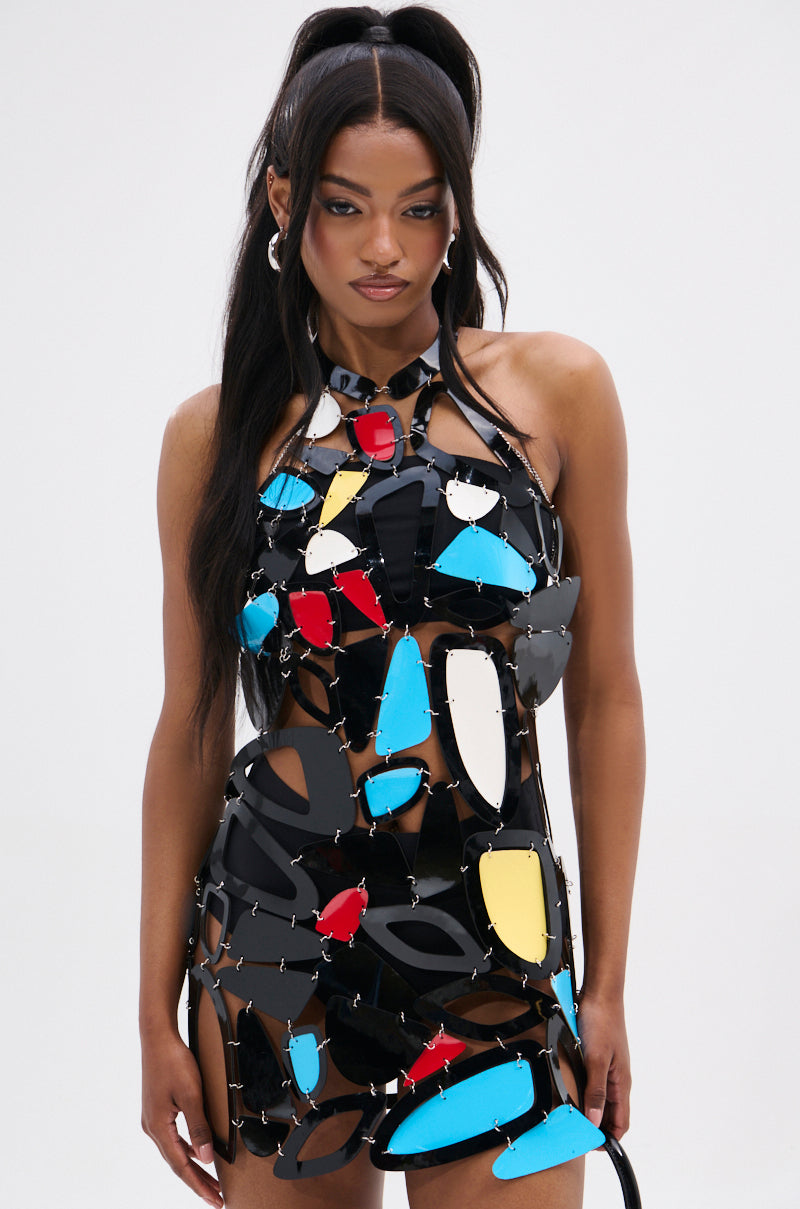 A MASTERPIECE GEOMETRIC MINI DRESS