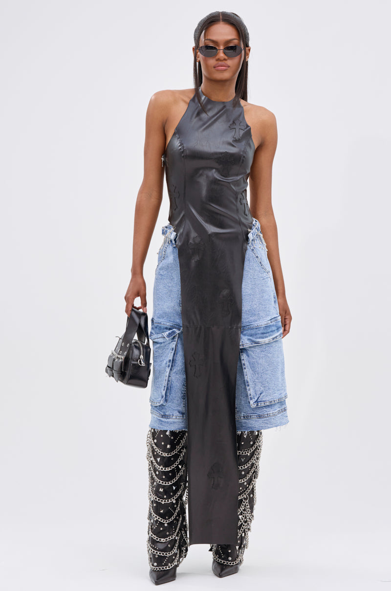ADDIE FAUX LEATHER BLOUSE