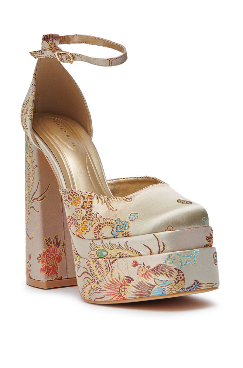 AZALEA WANG ZIPPORAH NEW BROCADE MARY JANE PLATFORM PUMP