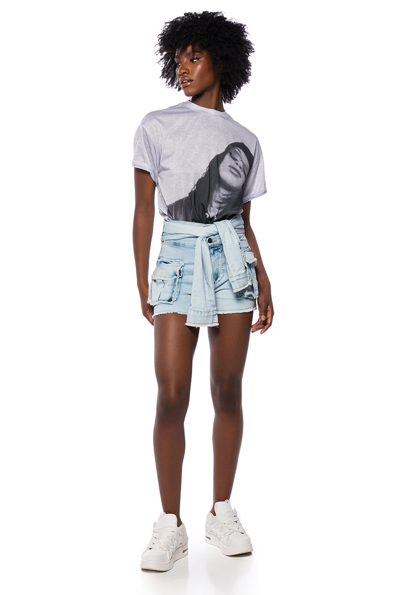 AALIYAH DISTRESSED GRAPHIC TEE