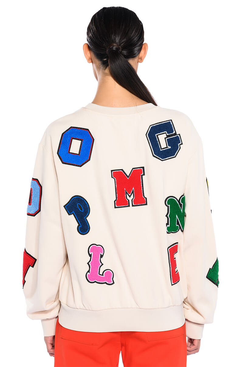 ABCDEFU PATCHWORK CREW NECK PULL OVER