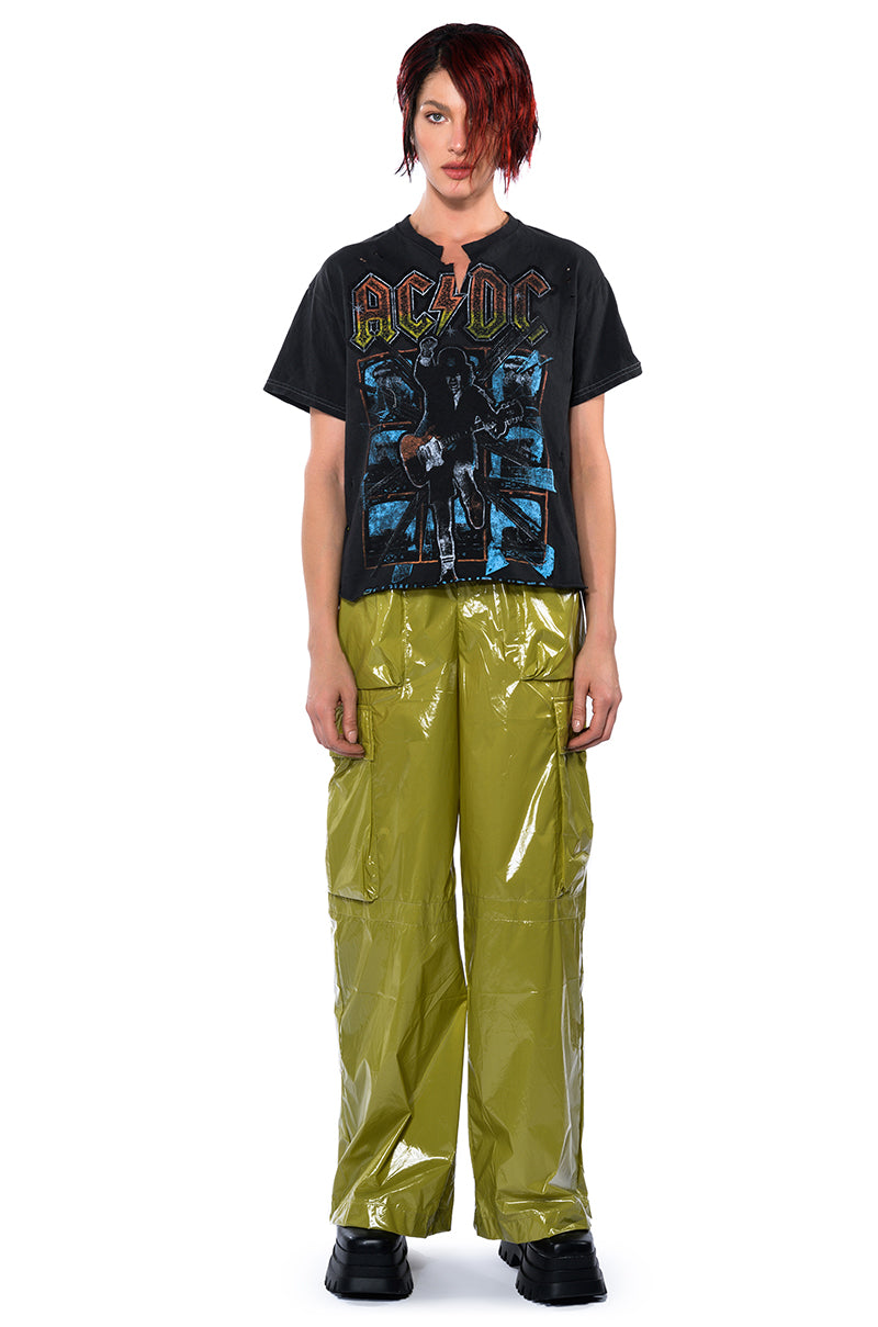 AC DC CROPPED SHREDDED TSHIRT