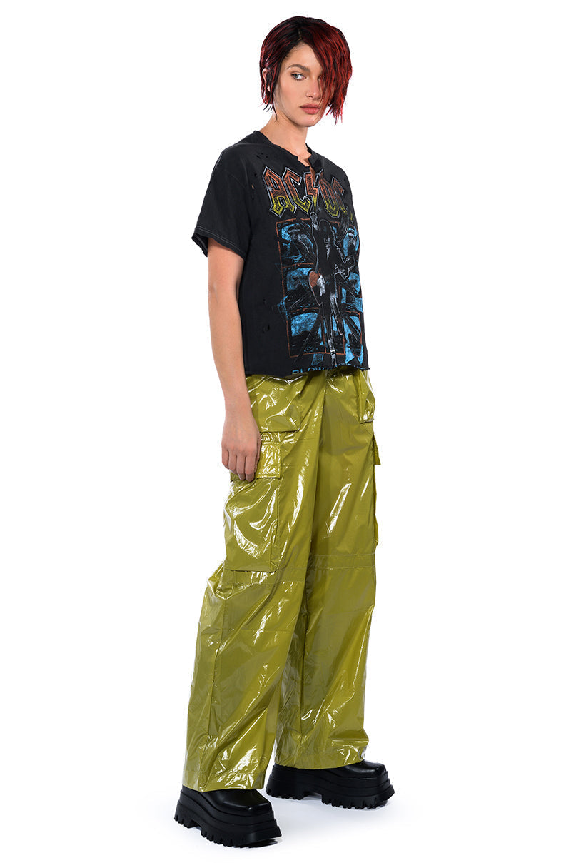AC DC CROPPED SHREDDED TSHIRT