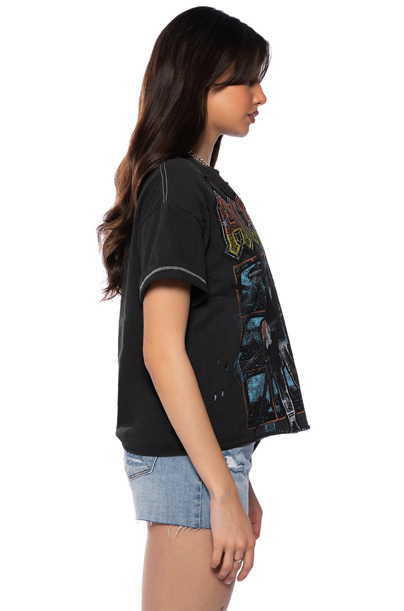 AC DC CROPPED SHREDDED TSHIRT