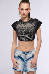ACDC OPEN TIE BACK CROPPED T SHIRT