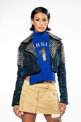 ALL MY LOVING PLAID RHINESTONE MOTO