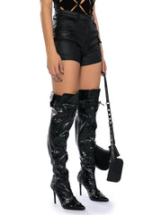 AMY FAUX LEATHER CARGO SHORTS