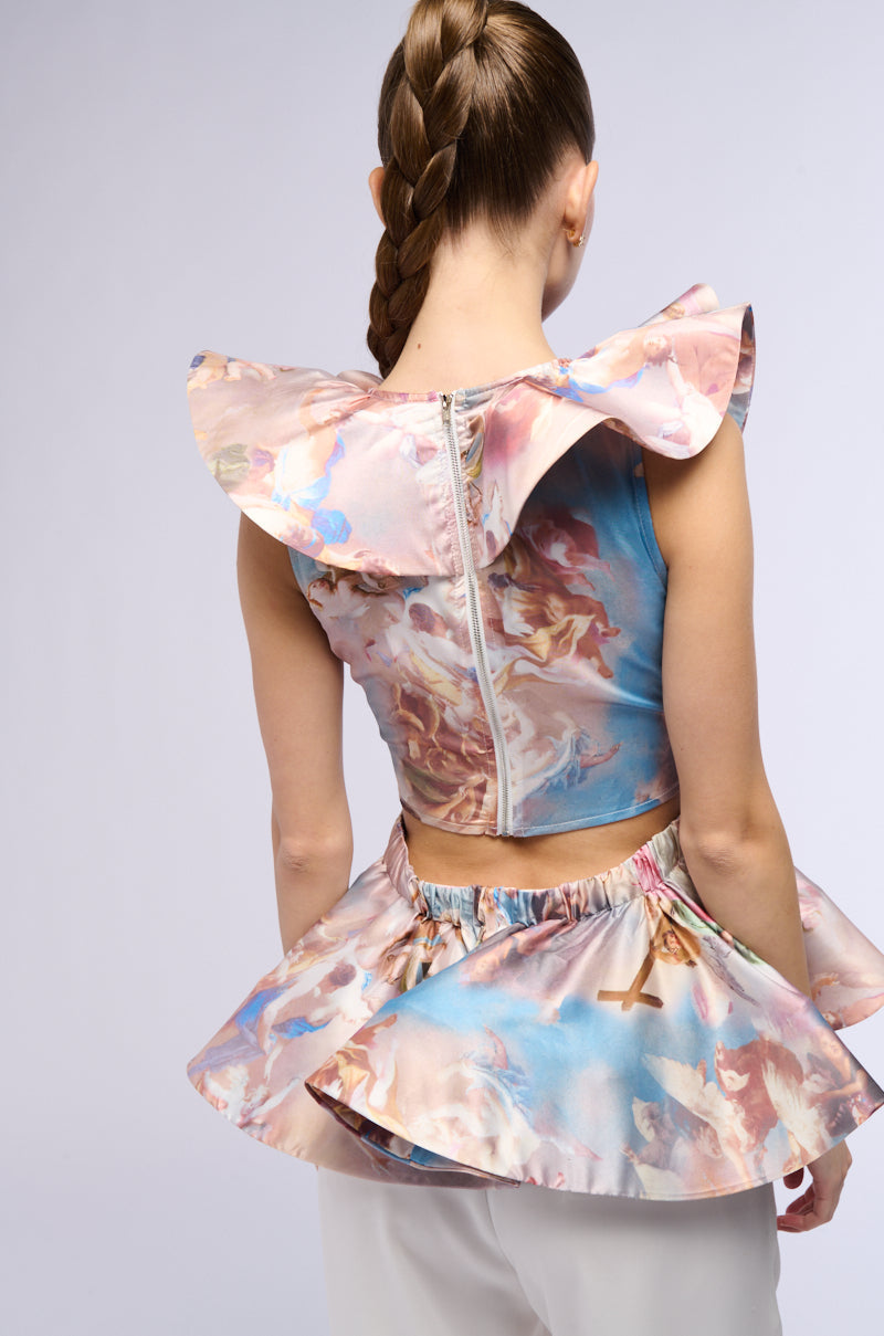 ANGEL WAYS SILKY SLEEVELESS PEPLUM BLOUSE