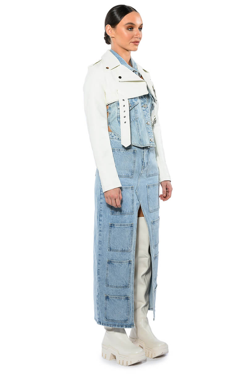 ANGELICA DENIM BUTTON DOWN COLLAR CORSET TOP