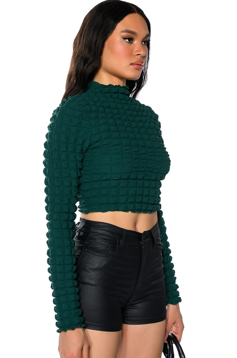 ANYTHING BUT BASIC TEXTURED LONG SLEEVE TOP