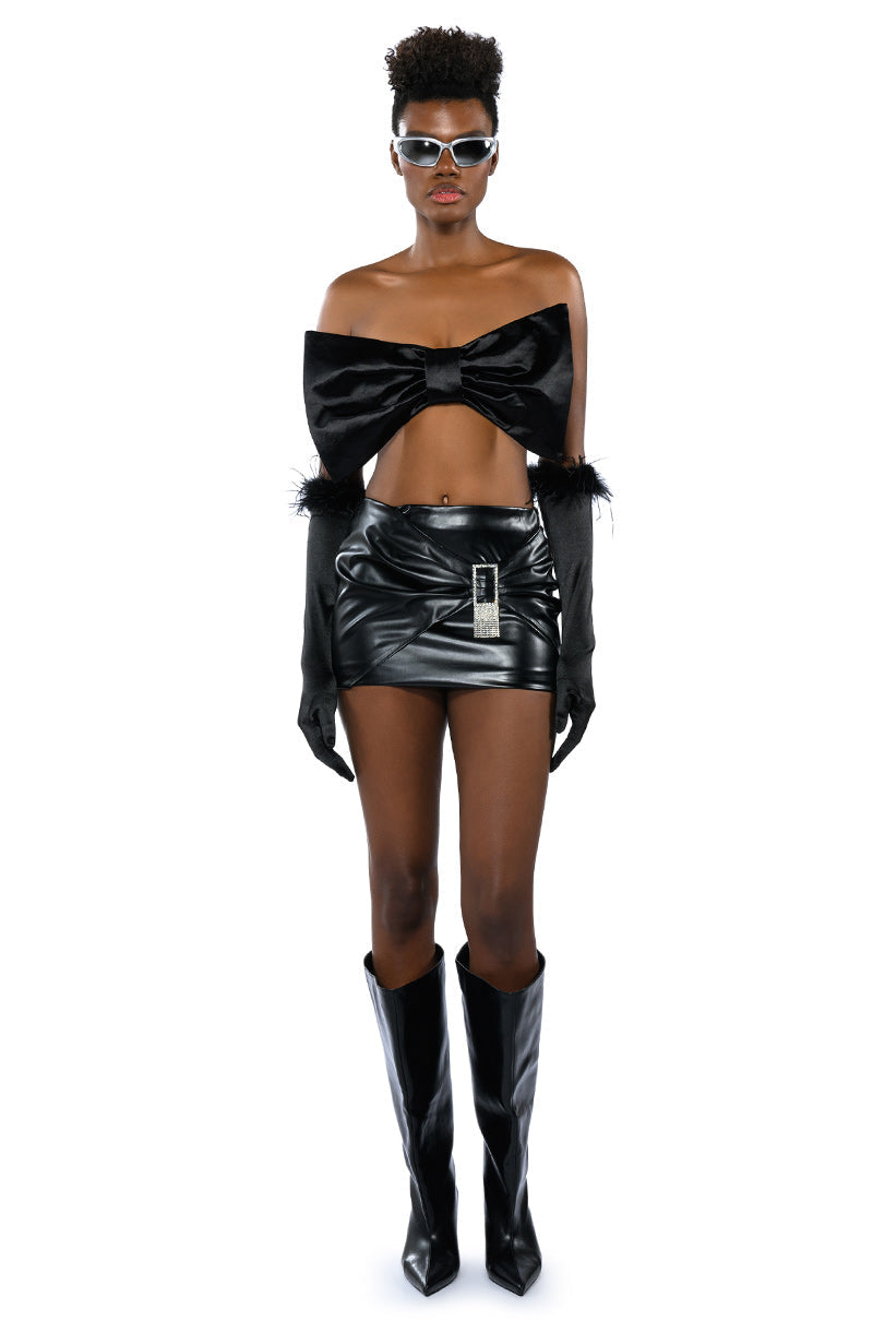 ANYTHING FOR YOU FAUX LEATHER MICRO MINI SKIRT