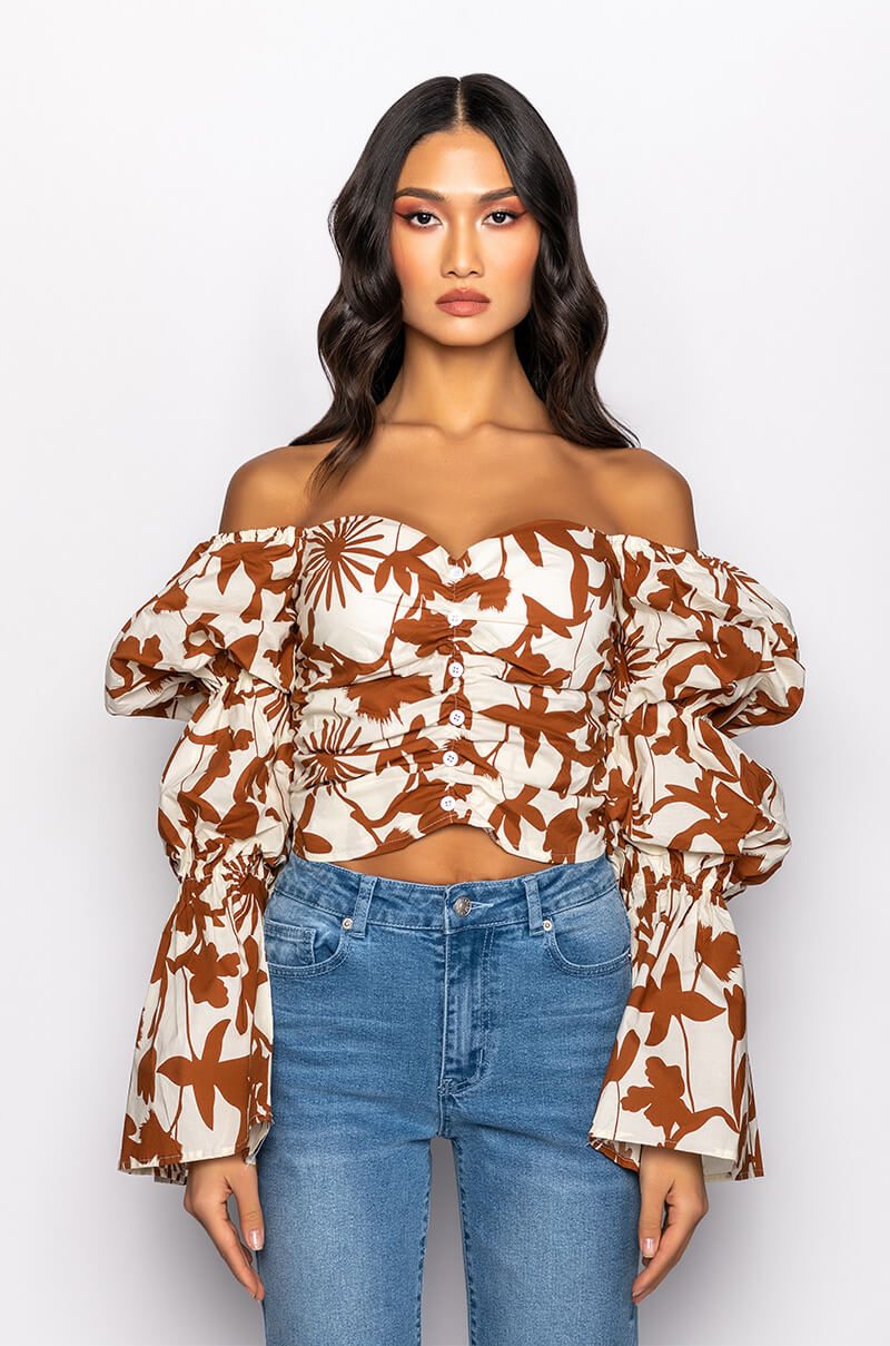 ASTER OFF THE SHOULDER FLORAL BLOUSE