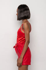 ASTERIA MESH PANEL SATIN BODYSUIT