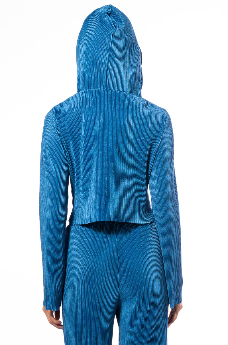 ASTRID PLEATED FRONT ZIP HOODIE