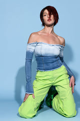 AURA OFF THE SHOULDER DENIM TOP