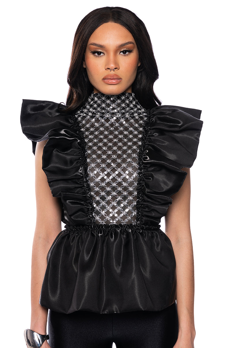 AURORA BEADED CHEST PANEL BLOUSE