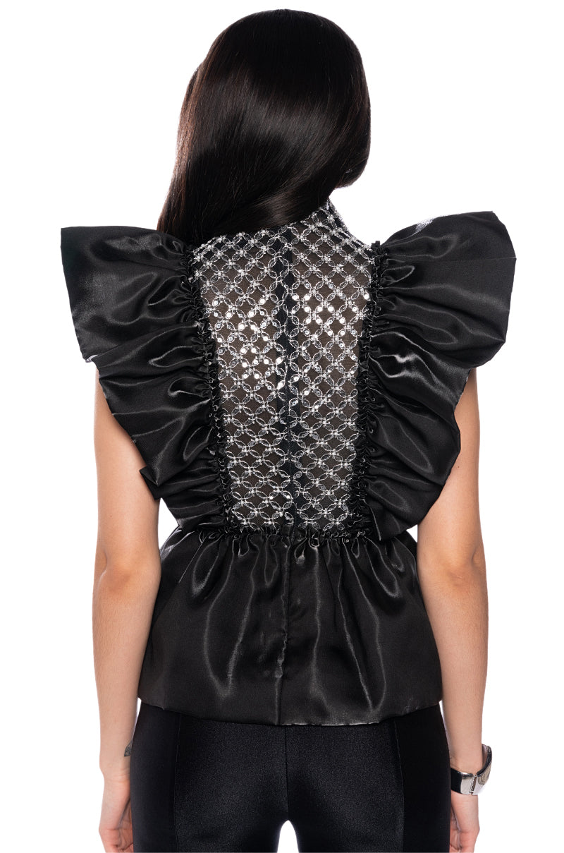AURORA BEADED CHEST PANEL BLOUSE