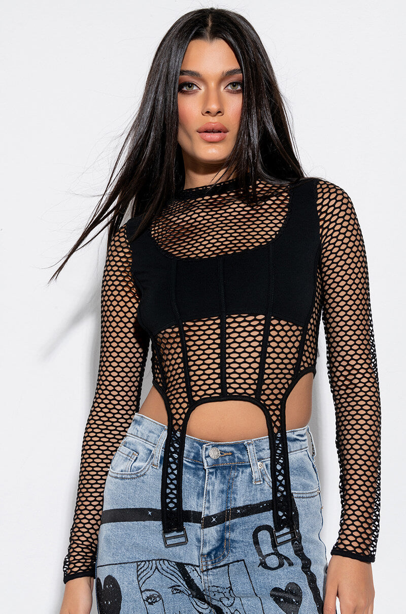 AVANT GARDE LONG SLEEVE MESH TOP