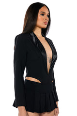 AWARD ME V NECK BLAZER BODYSUIT