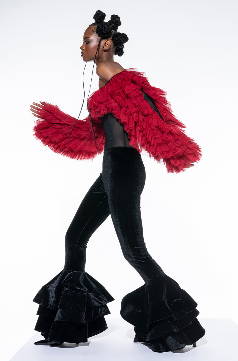AWARD WINNER MULTI RUFFLE BODYSUIT