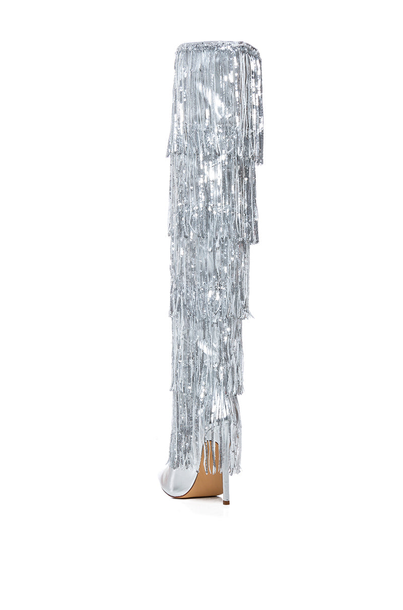 AZALEA WANG ADRIEL SILVER FRINGE BOOT