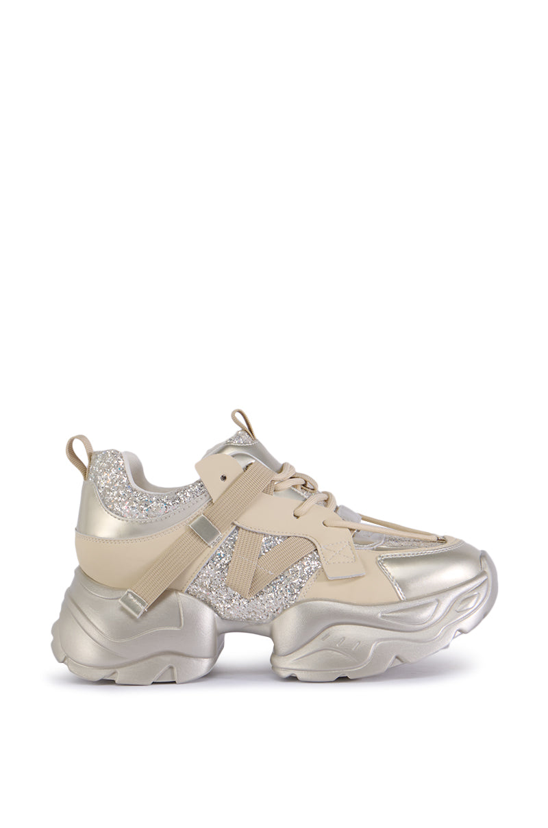 AZALEA WANG AMADO CHUNKY SILVER SNEAKER