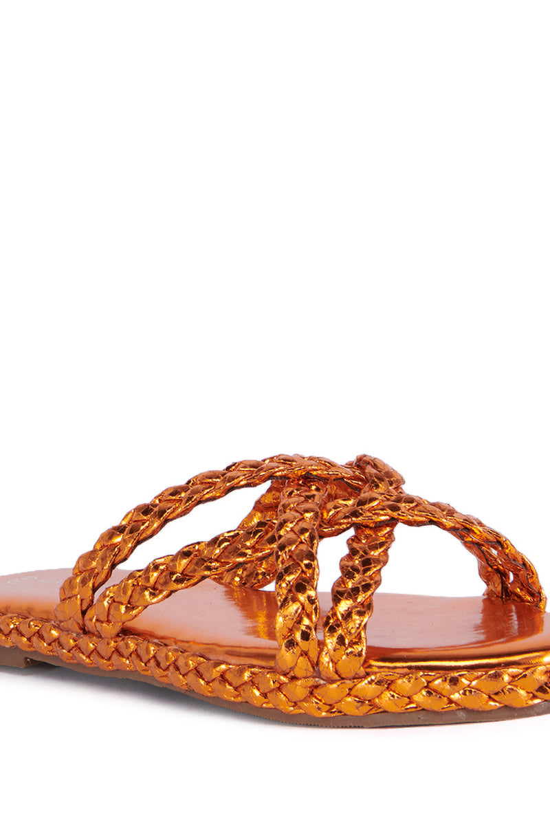 AZALEA WANG AMMON ORANGE METALLIC BRAIDED SANDAL