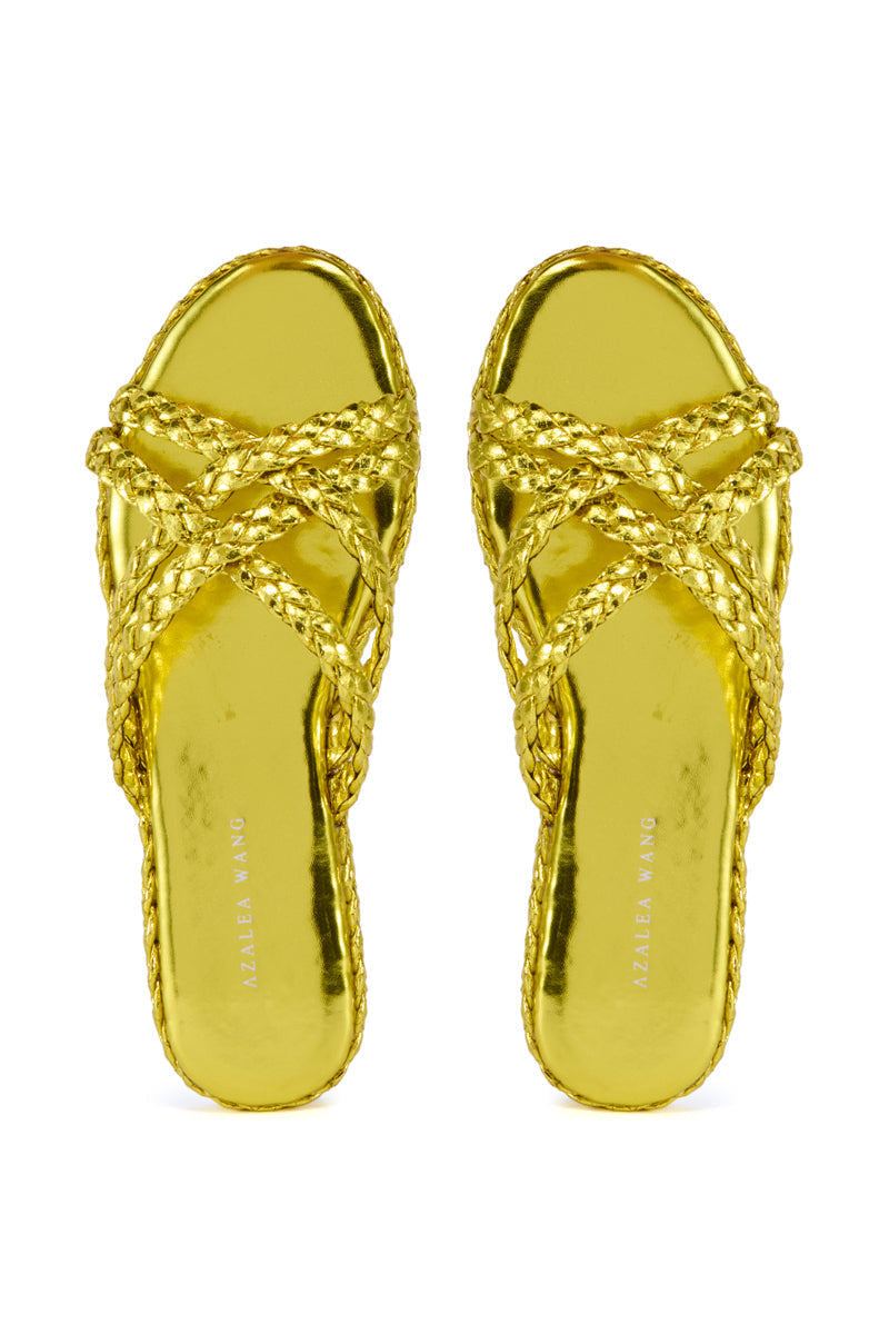 AZALEA WANG AMMON YELLOW METALLIC BRAIDED SANDAL