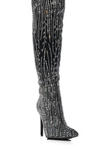 AZALEA WANG ANALIA RHINESTONE SPARKLE STILETTO BOOT IN BLACK
