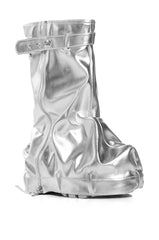 AZALEA WANG ANGELA SILVER FOLDOVER FLAT BOOTIE