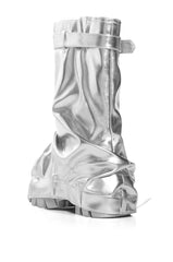 AZALEA WANG ANGELA SILVER FOLDOVER FLAT BOOTIE