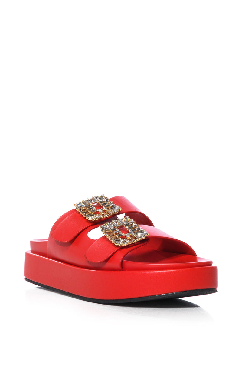 AZALEA WANG BABET EMBELLISHED SANDAL IN RED