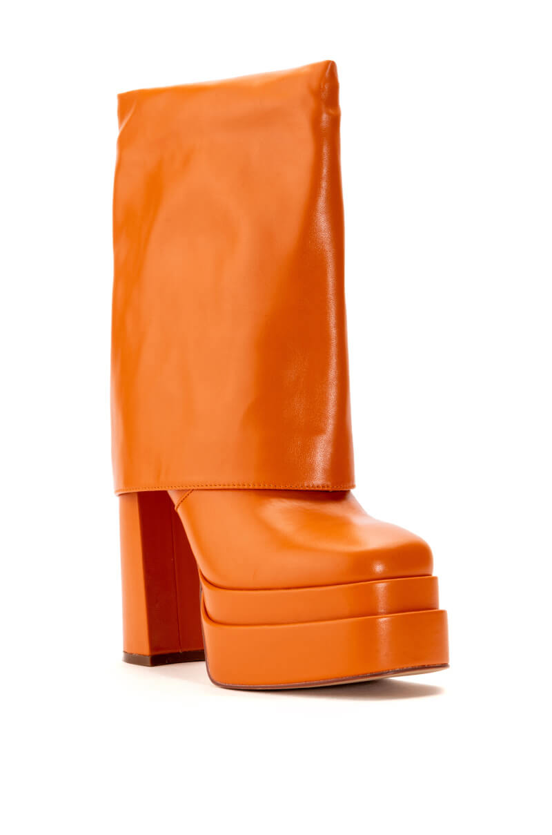 AZALEA WANG BABY FOLD OVER BOOTIE IN ORANGE