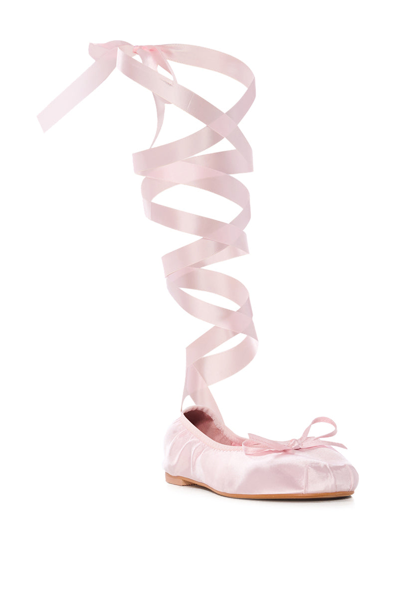 AZALEA WANG BALLET TIE PINK FLAT
