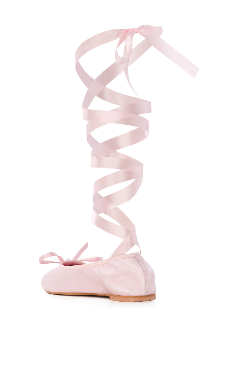 AZALEA WANG BALLET TIE PINK FLAT