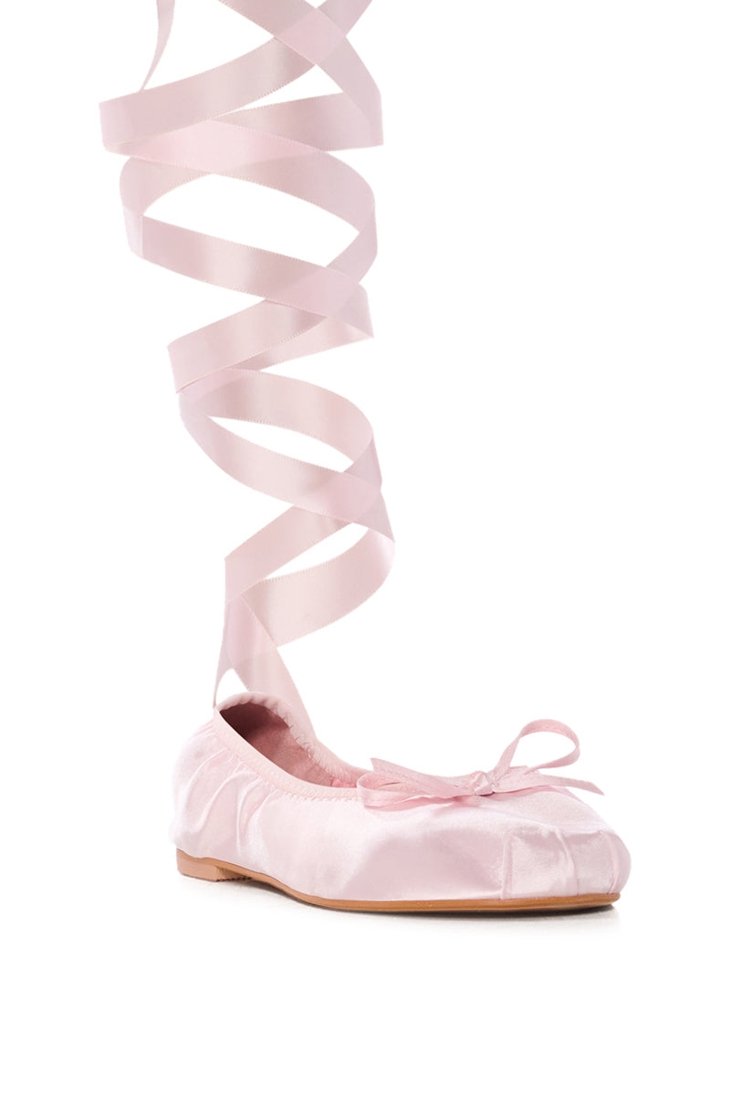 AZALEA WANG BALLET TIE PINK FLAT