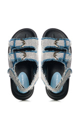 AZALEA WANG BASIA DENIM SILVER RHINESTONE SANDAL