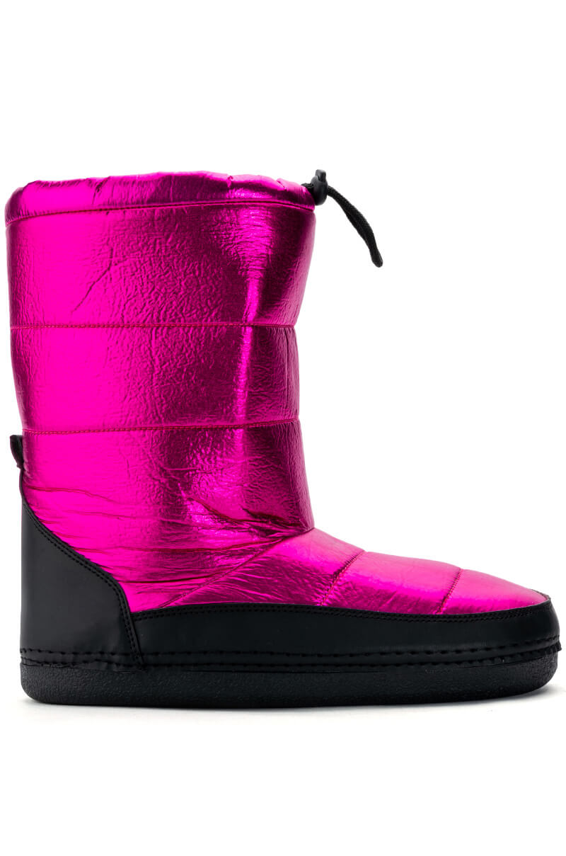 AZALEA WANG BECKY METALLIC WARM LINED BOOTIE IN PINK