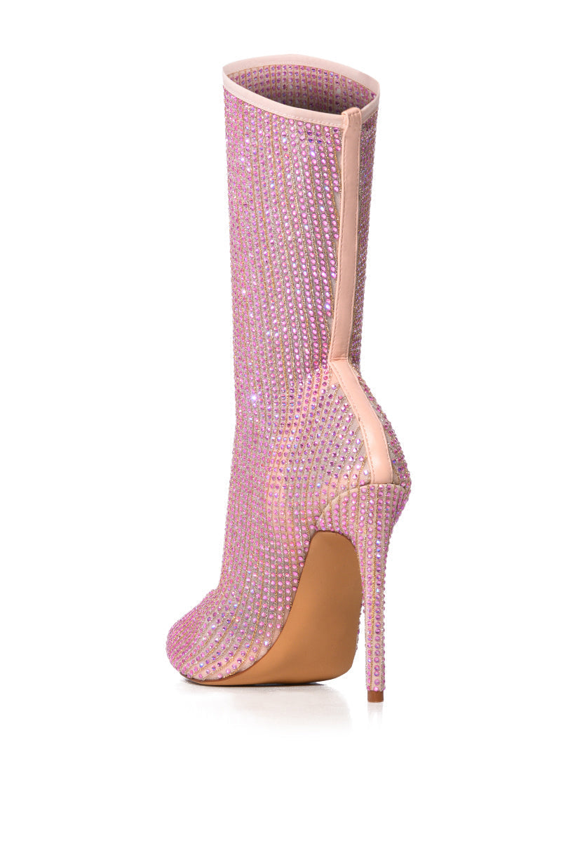 AZALEA WANG BEHIDA PINK SPARKLE SOCK BOOTIE