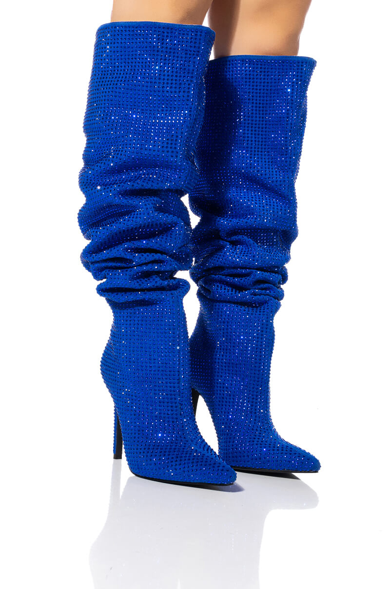 AZALEA WANG BELLA BLING STILETTO BOOT IN BLUE