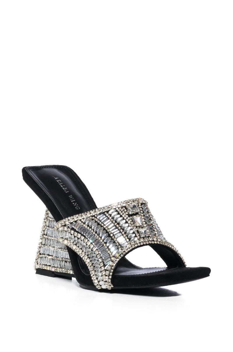 AZALEA WANG BESIMA SILVER EMBELLISHED WEDGE SANDAL