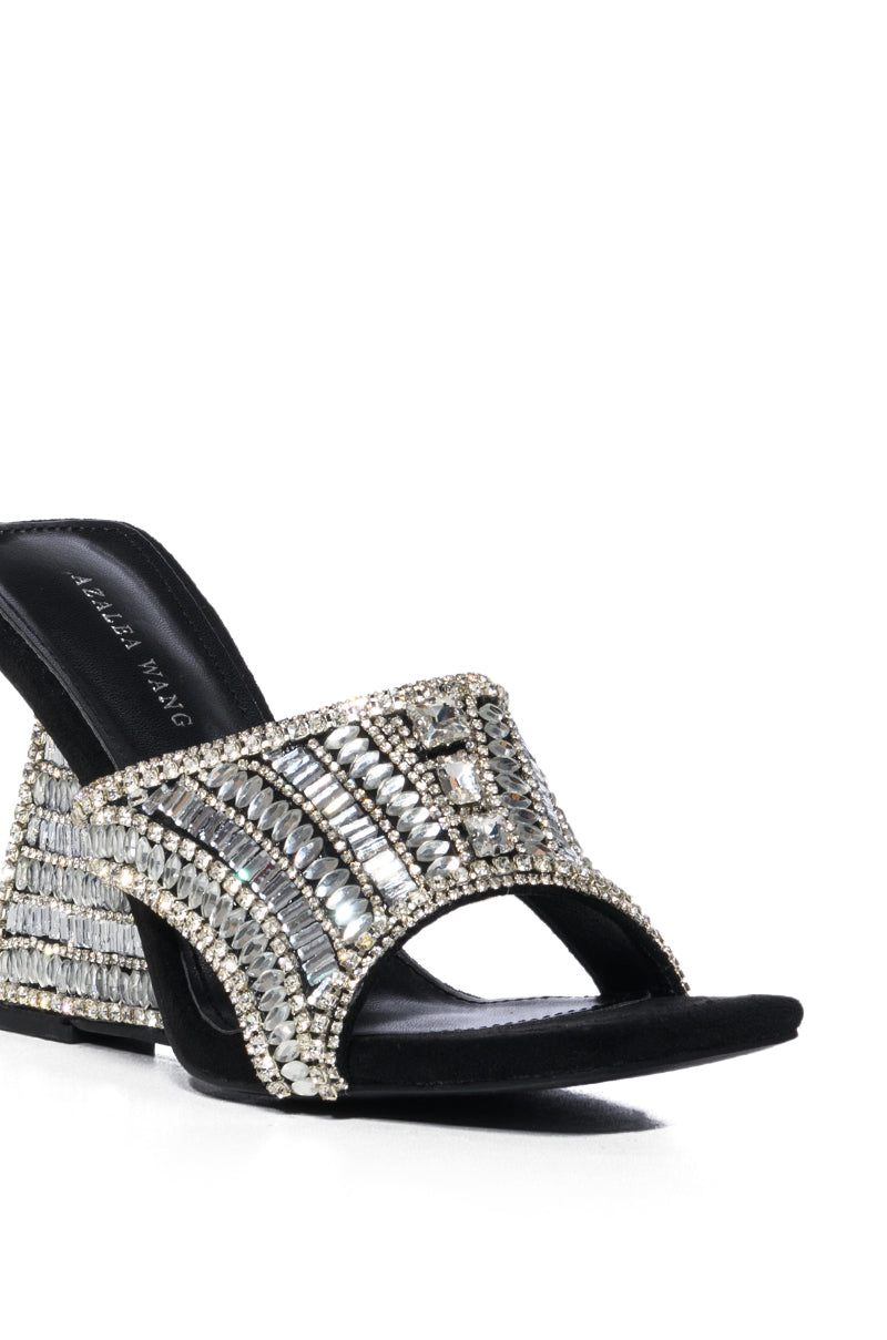 AZALEA WANG BESIMA SILVER EMBELLISHED WEDGE SANDAL