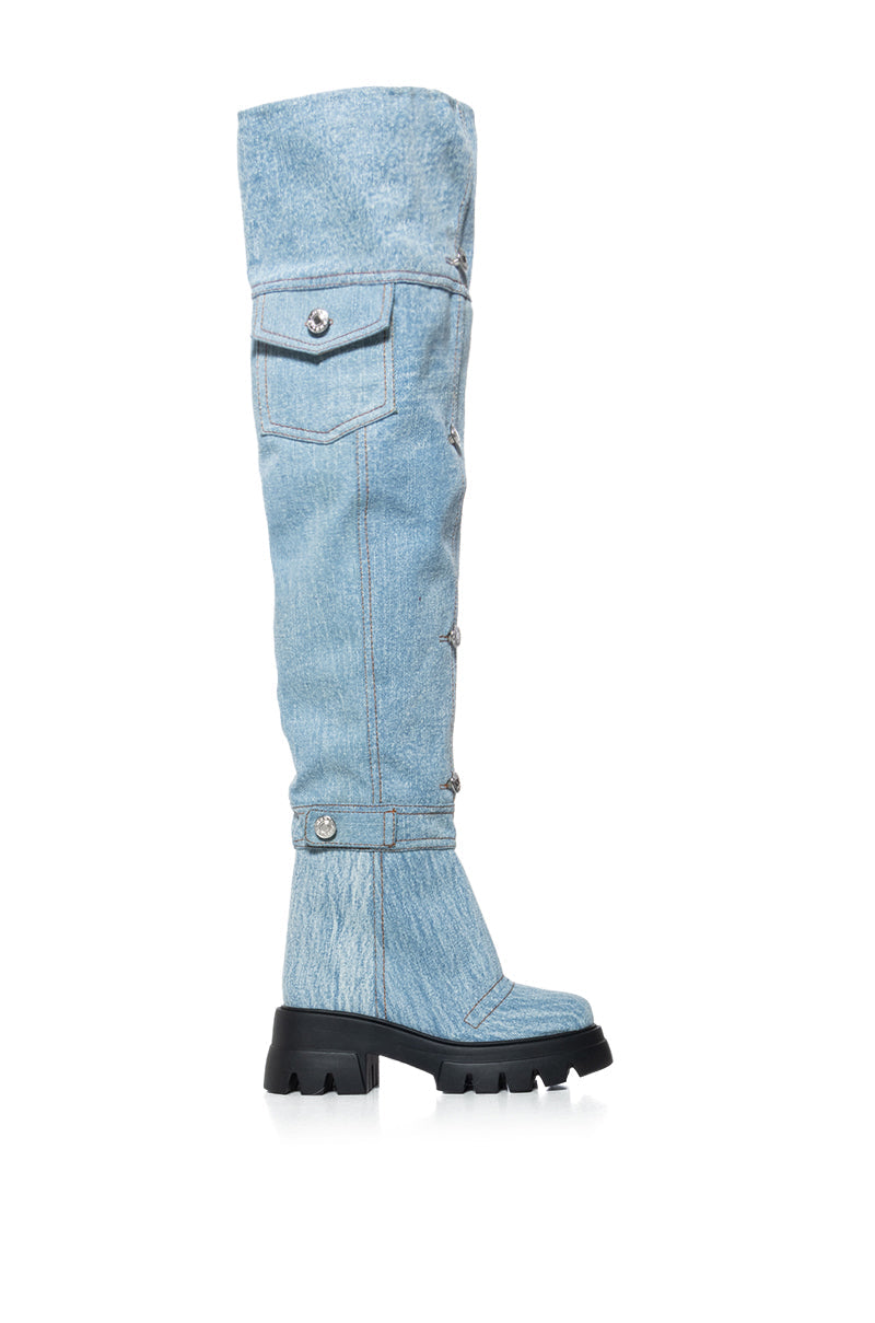 AZALEA WANG BEVELYN DENIM BOOT