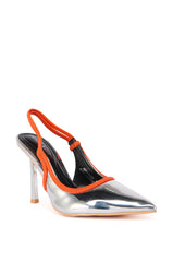 AZALEA WANG BIDDIE SILVER SLING BACK PUMP