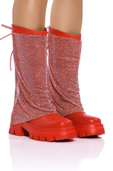 AZALEA WANG BLOOMFIELD EMBELLISHED BOOT IN RED
