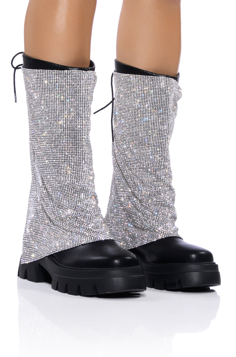 AZALEA WANG BLOOMFIELD EMBELLISHED BOOT IN SILVER