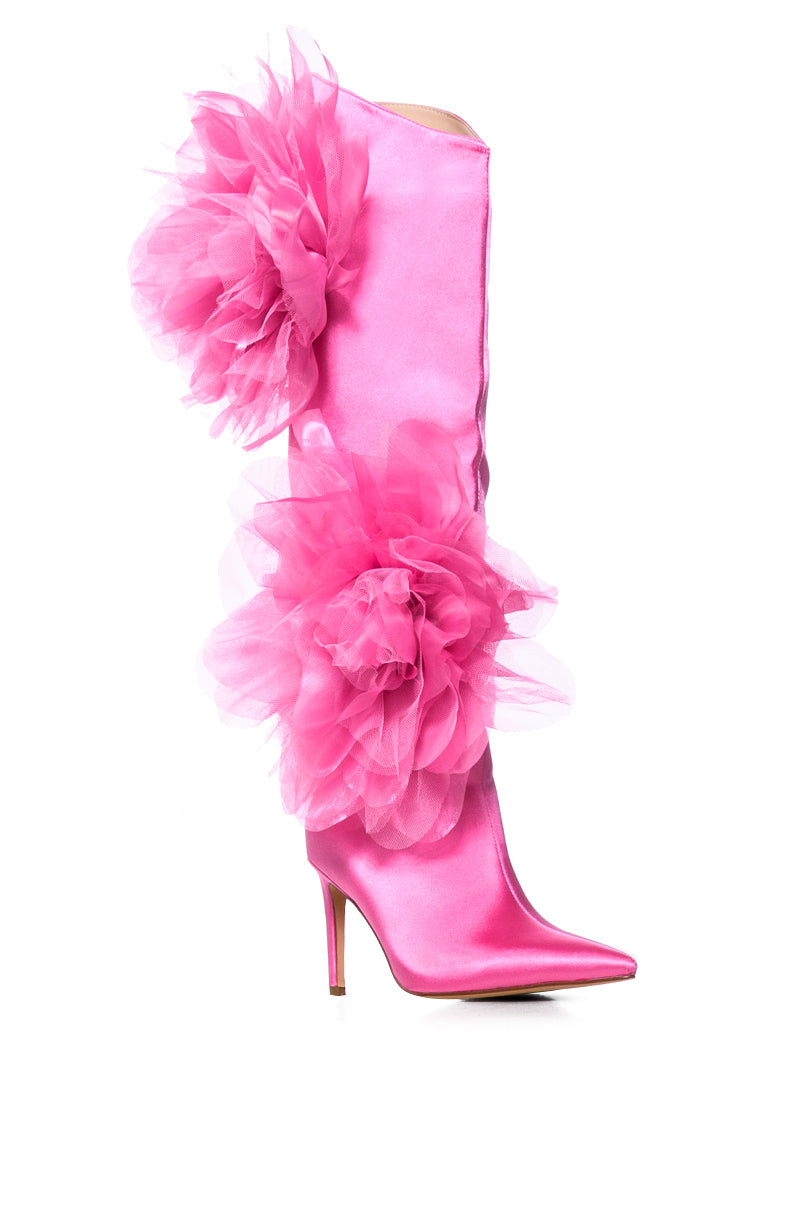 AZALEA WANG BLOSSOMED PINK FLOWER DETAIL BOOT